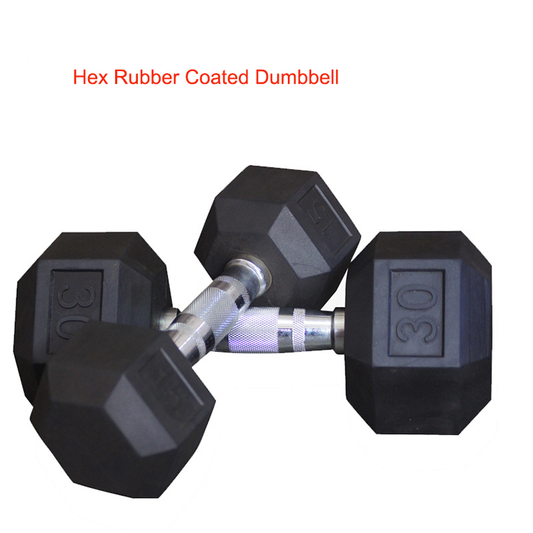 Bodybuilding Rubber Hexagon Dumbbells  Fix  steel Dumbbell with competitive  price