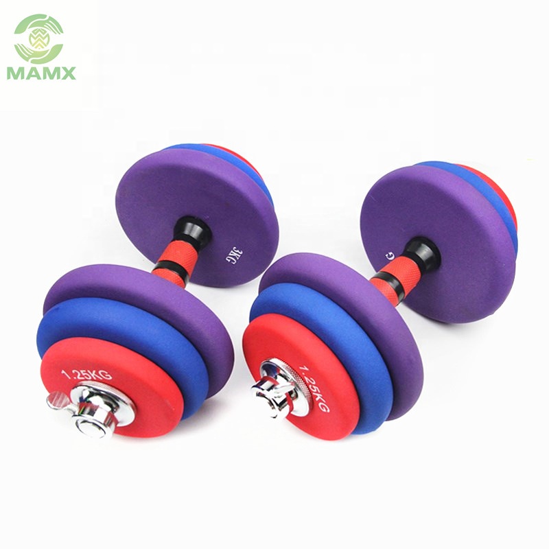 Various color bodybuilding fitness gym equipment adjustable rubber coated dumbbells