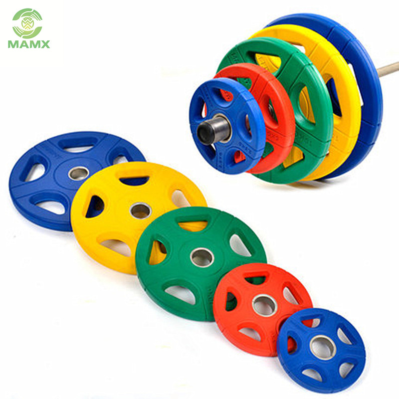Gym Bodybuilding Training Weightlifting Colorful Steel Bumper Barbell Weight Plates