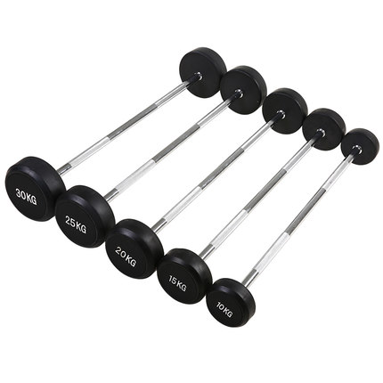 Gym club  fixed rubber coated weight lifting barbell