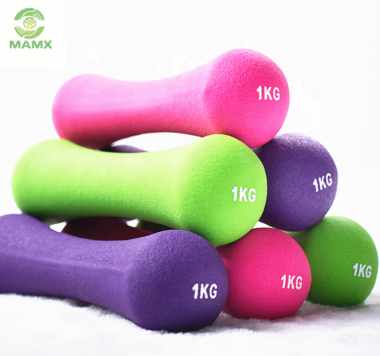 Gym home use body building coloful Neoprene coated dumbbell set with package weight lifting