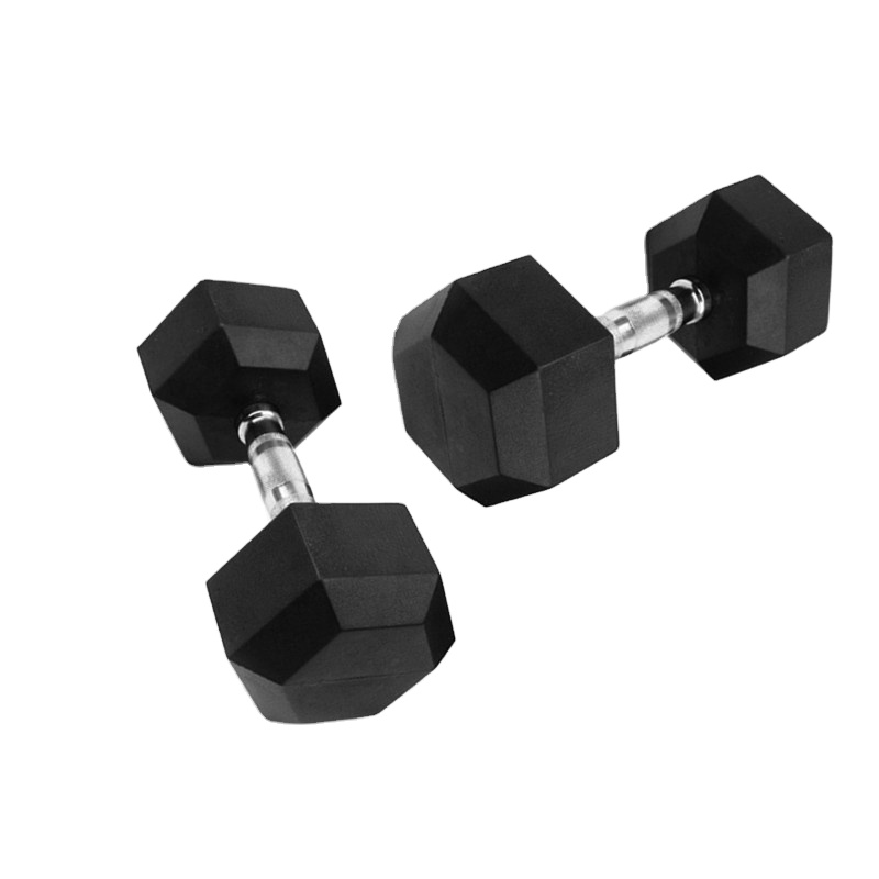 Factory supply Gym weightlifting heavy dumbbells 50KG Hex Rubber Dumbbell Set