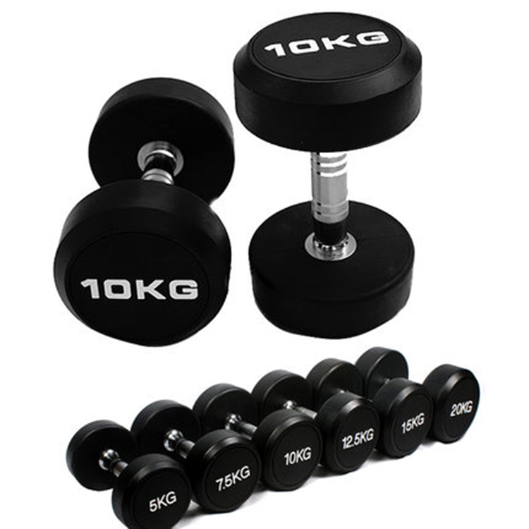 Cross Bodybuilding Factory wholesale Round Steel  Rubber coated dumbbell