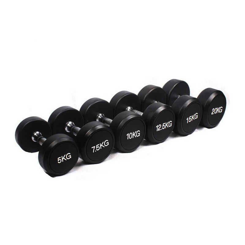 Gym Equipment High Quality Bodybuilding  Steel Rubber  Coated Round Dumbbell