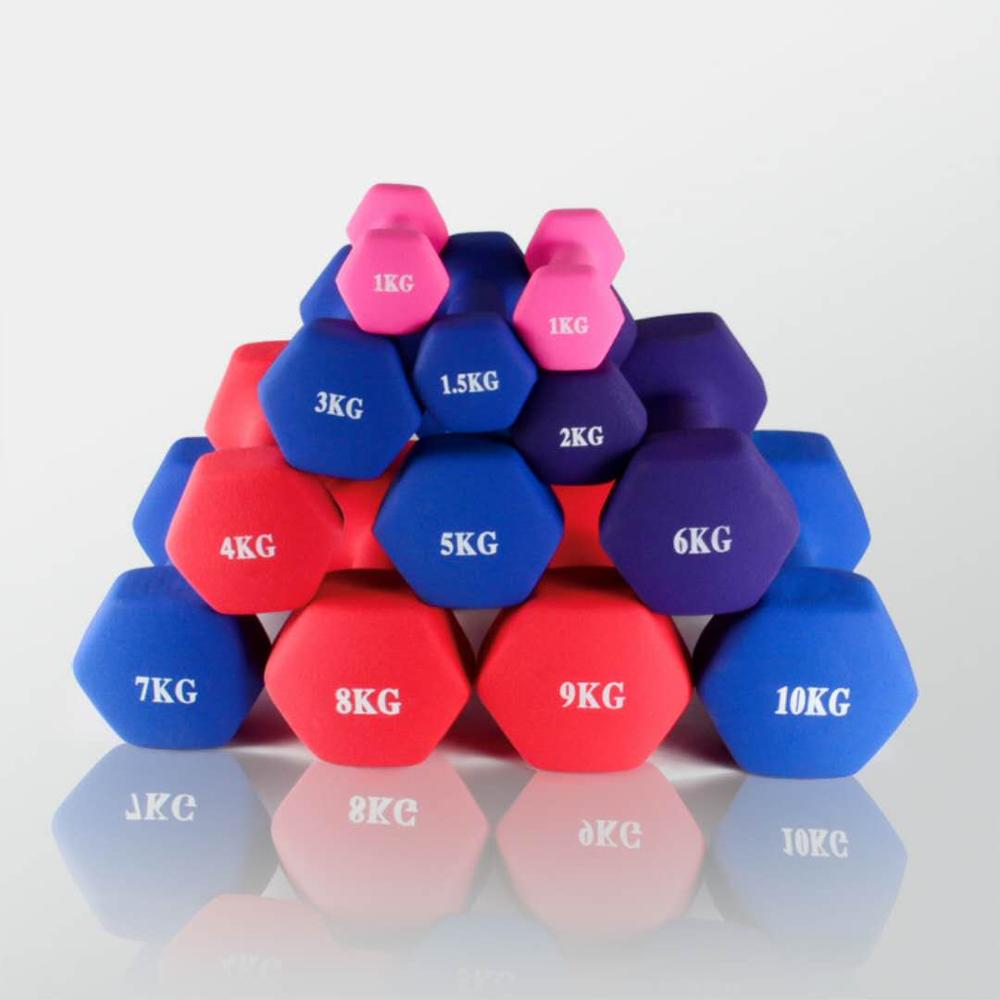 1-10kg woman body building Cast iron Dipping colorful Dumbbell set