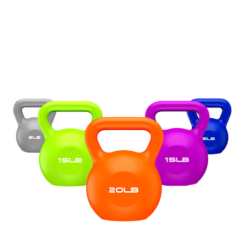 Colorful ladies Fitness plastic with cement Kettle Bell Home Gym