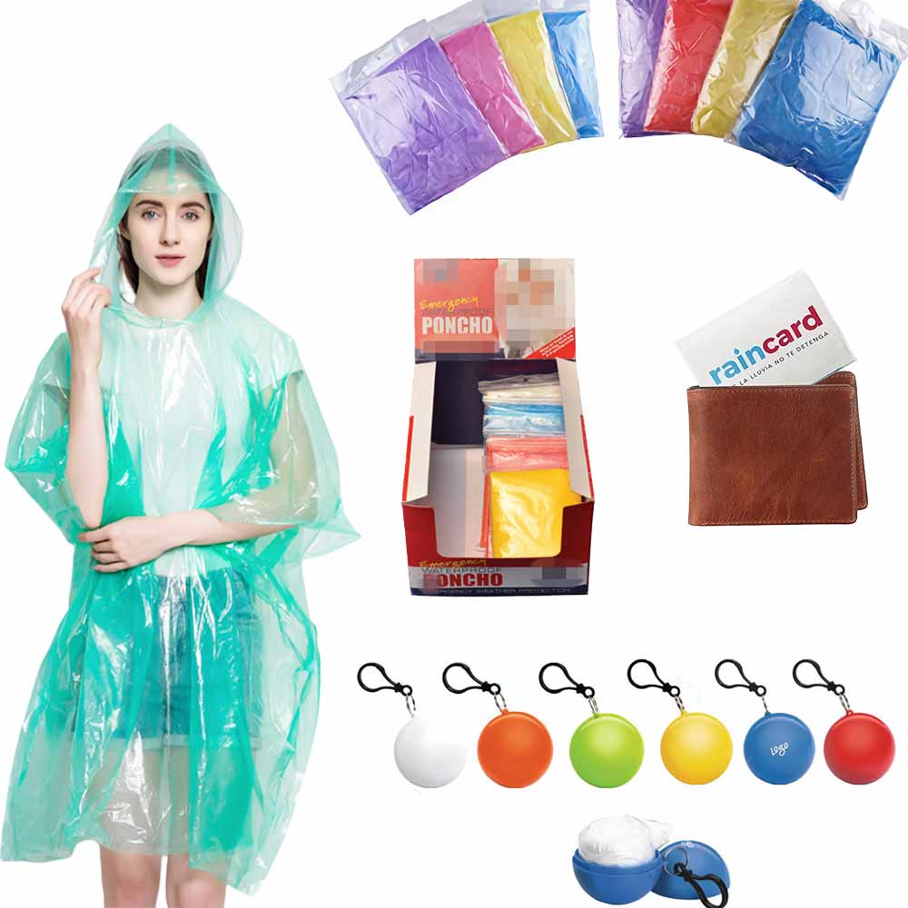 varmt salg bærbar lomme pe nøglering lys vente engangs mini bold vandtæt regnfrakke og herre engangs regnfrakke i bold