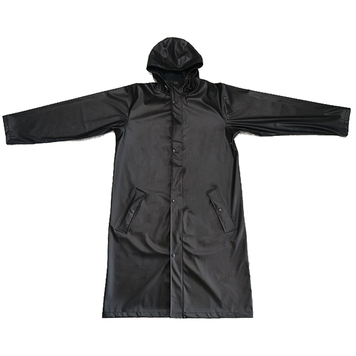 เสื้อกันฝน PU คุณภาพสูงสีดำสีที่กำหนดเองกันน้ำเสื้อกันฝนกลางแจ้งผู้ใหญ่สบาย