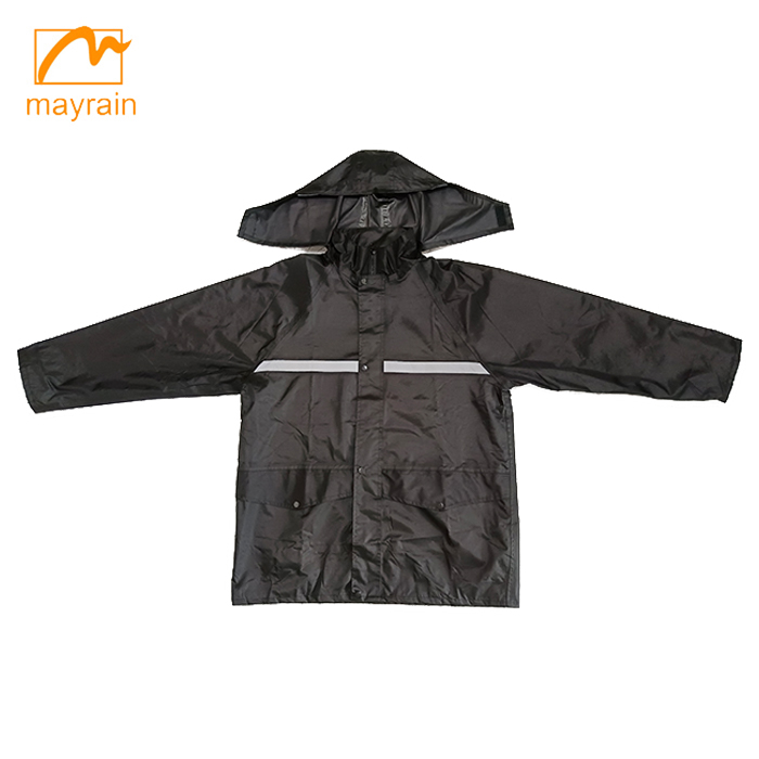 Sa gawas nga polyester waterproof trench casual adult reflector rain jacket para sa mga lalaki
