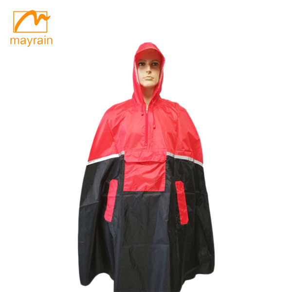 Pocket waterproof reflective rain coat poncho