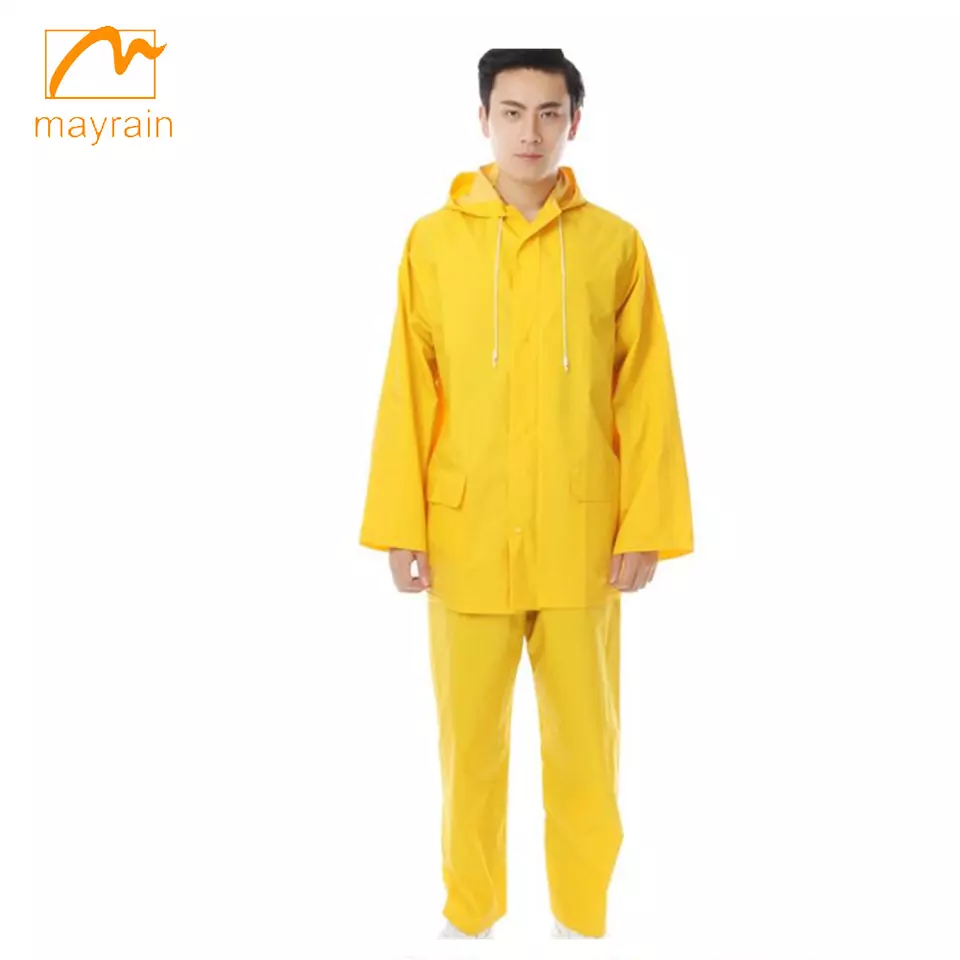 Yellow Raincoat Reflective Long Rainsuit para sa Outdoor Worker