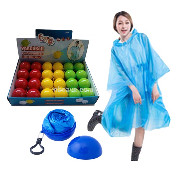 Custom raincoat 120×90 disposable PE rain poncho rain wear in ball