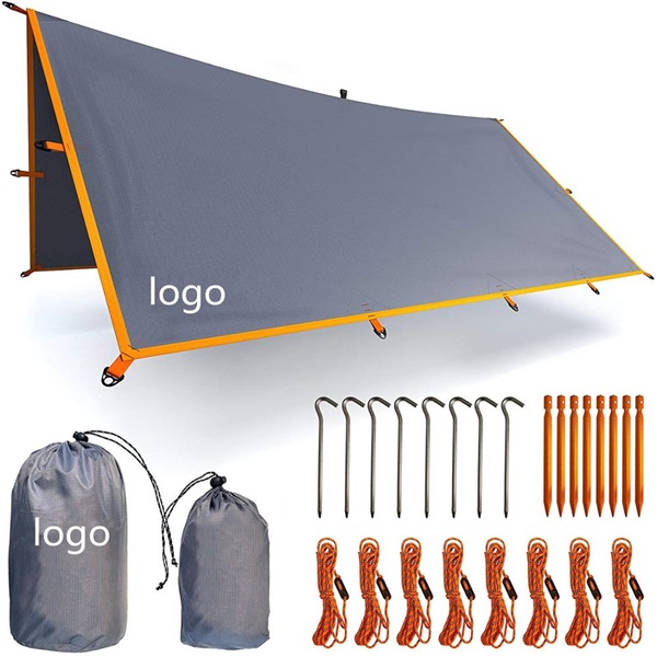 ຜ້າເຕັ້ນກາງແຈ້ງ Rain Fly tarp 210T Nylon/PU Waterproof Lightweight for camping