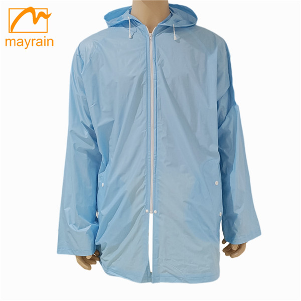 PVC light weight packable rain coat jackets for women