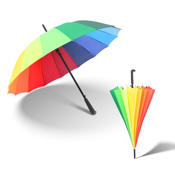Market rainbow color 24ribs stick rain umbrella