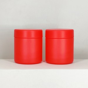 3OZ Red Straight Glass Jar with Childproof Lid