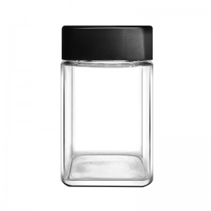 4OZ Square Glass Jar with Square Child Resistant Lid