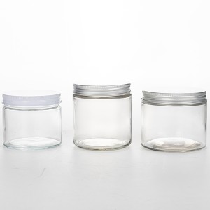 10oz 12oz Wide Mouth Glass Balm Jar with White Metal Lid
