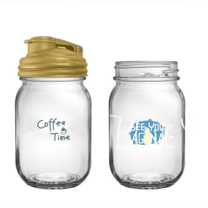16OZ Canning Glass Mason Jar with Flip Top Plastic Lid