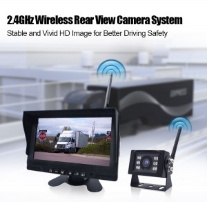 1 CH 7” LCD Monitor FHD 1080P 2.4G Wireless Rearview Ukhuseleko Camera Bus Truck Camera System Wireless