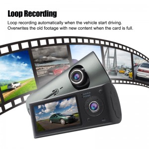 720P ဗီဒီယို ကွင်းဆက်မှတ်တမ်းတင်ခြင်း Dashcam တက္ကစီကား 130 Wide Angle Camera Lens GPS G-sensor Dual Dash Cam DVR