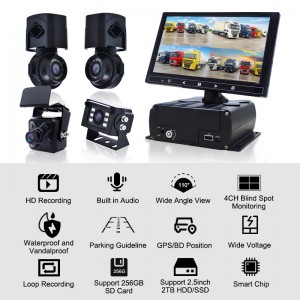 4CH Heavy Duty Truck Camera Backup Monitor DVR Mobile