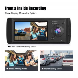 ការថតវីដេអូរង្វិលជុំ 720P Dashcam Taxi Car 130 Wide Angle Camera Lens GPS G-sensor Dual Dash Cam DVR
