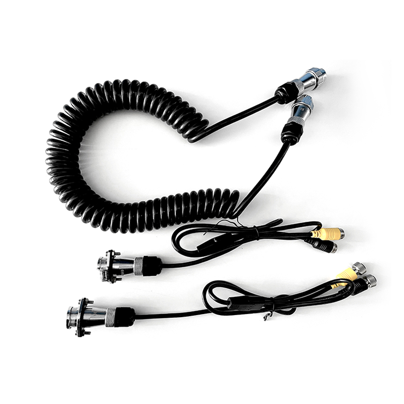 7 PIN Spiral Cable Audio VideoTractor Truck Trailer Cable for Trailer Rear view Camera System
