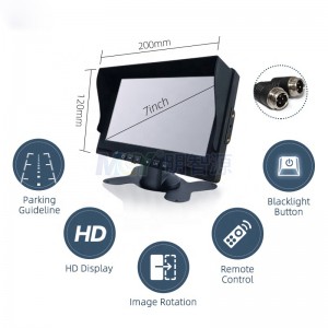 7 duim 1080P 2ch AHD-kamera Video-invoer Digitale TFT LCD-agteraansig Parkering Rugsteun Bus Vragmotor Motor Monitor