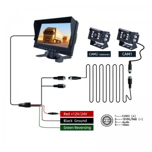 7 collu monitora ūdensizturīgs HD reversās rezerves kameras monitora komplekta sistēma