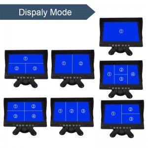 7 انچ AHD CVBS Quad View 4ch ڪئميرا وڊيو ان پٽ TFT رنگ LCD بس ٽرڪ مانيٽر
