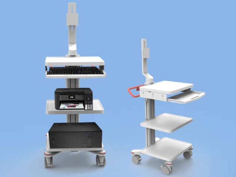 Troli mediku affidabbli għall-kompjuter u l-monitor tal-endoskopju