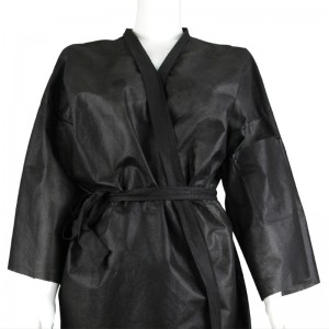 Black Disposable Nonwoven Kimono Robe For Salon Spa Coat