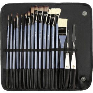 Paint Brush Set,15 Different Sizes Painting Brushes with 2 Palette Knife for Acrylic Oil Watercolor Gouache Painting