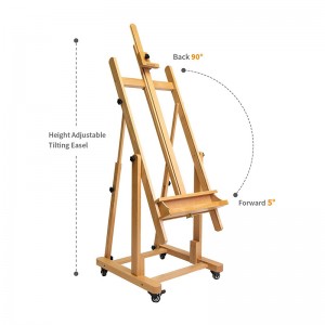 Extra Large Heavy-Duty H-Frame Studio Easel-Beech Wood Artist Professional Easel