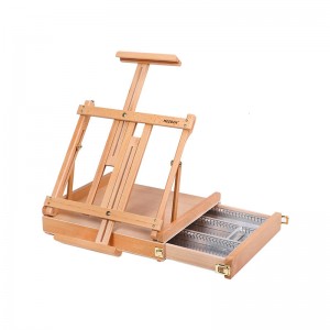 Studio Sketchbox Table Easel with Metal Lined Drawer – Adjustable Solid Beech Wood Tabletop