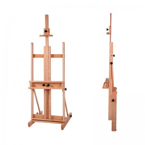 MEEDEN Classic H-Frame Artist Easel,Solid Beechwood Sturdy Studio Easel,Floor Easel,Premium Wood Easel for Oil, Acylic,Sketching, Pastel Painting, Holds Canvas Art up to 77”, Natural Color