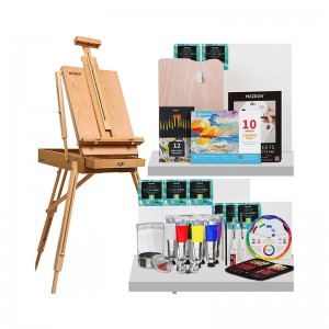Deluxe Oil Painting Set with French Easel, Oil Paintbrushes, Stretched Canvases
