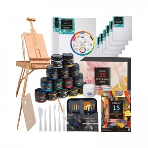 Deluxe Value Artist Acrylic Painting Set with Solid Beech Wood French Easel