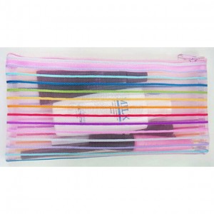 Colorfull Strip nylon mesh para sa cosmetic bag