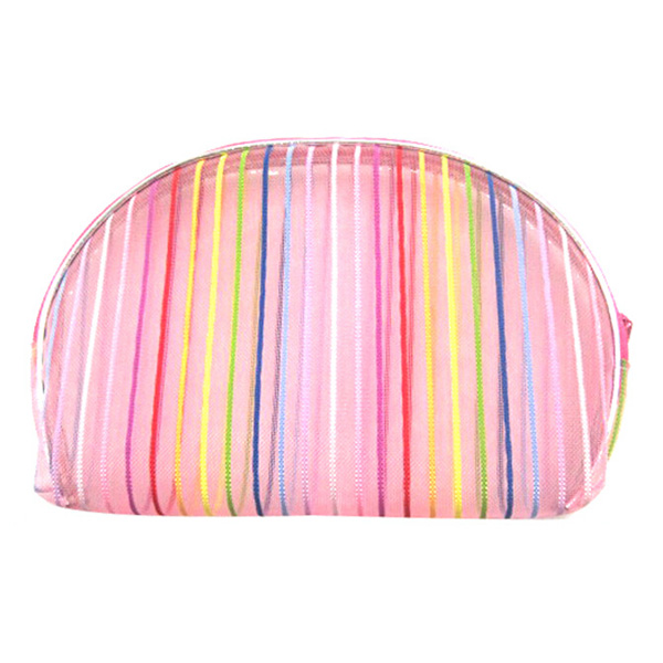 Malla de nailon con tiras coloridas para bolsa de cosméticos