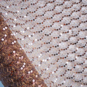 Broderi paljetter nylon mesh tyg för bröllopsklänning