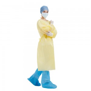 OEM SMS No Sterile Strappy Yellow Isolation Gowns