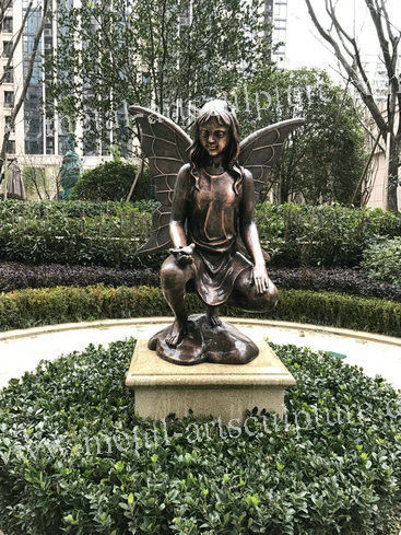 China Cheap Abstract Metal Garden Sculptures Factory - Copper Color Large Angel Statue Figure Sculpture Lawn And Garden Ornaments – Piedra
