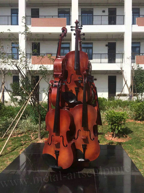 Discountable price Contemporary Garden Sculptures - Fiberglass Violin Statue Splendid Construction Concrete Statues As School Decor – Piedra