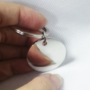 Round Shape Mirror Effect Stainless Steel Alloy Blank Metal Keychain para sa Pagdaragdag ng Custom na Logo