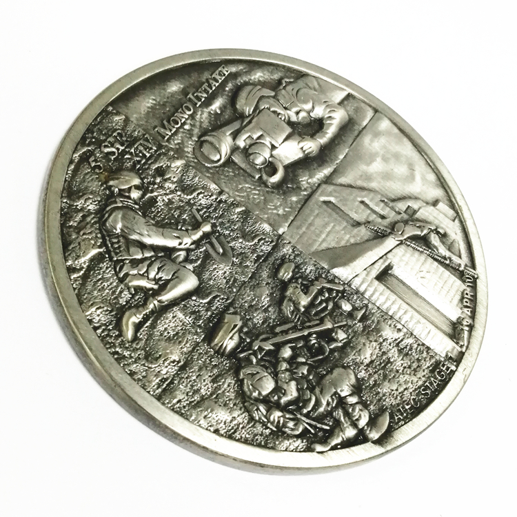 Moeda conmemorativa de prata antiga de fundición a presión de aliaxe de zinc Deseño 3D Imaxe destacada