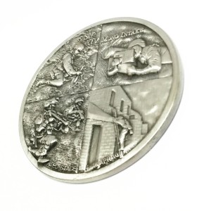 Cinko lydinio liejimo senovinė sidabrinė proginė moneta 3D dizainas