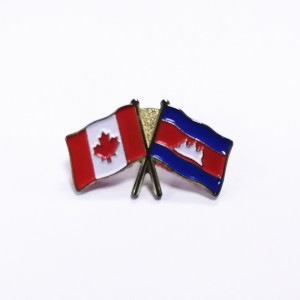 Salmenta beroa Kanada Kanbodiako banderaren pin pertsonalizatuak promozio-opari metalezko papar-pin esmalte leunak