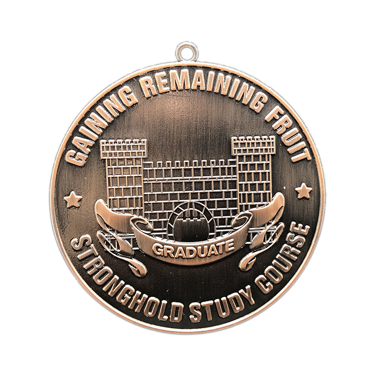 Customized Study Graduate Medals Antique Copper Courage Words Engraved Round Pendant Hanging School Medal Featured Image